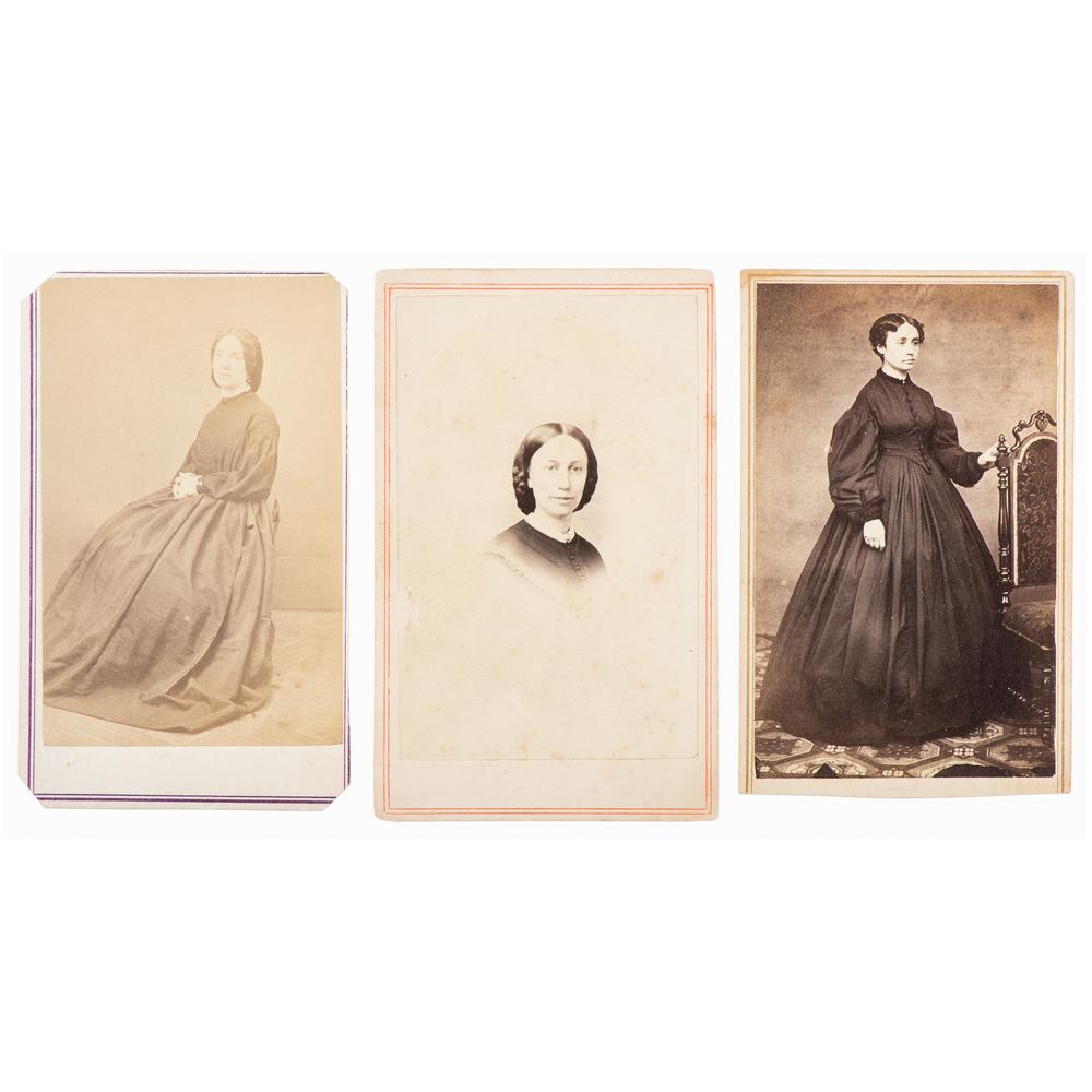 Civil War CDVs of Medical Staff, Including Mary Walker,: Civil War CDVs of Medical Staff, Including Mary Walker, CMOH Lot of 3 CDVs, including a standing view of Civil War surgeon Mary E. Walker (1832-1919). Uncredited. Also with vignetted portrait of Nurse