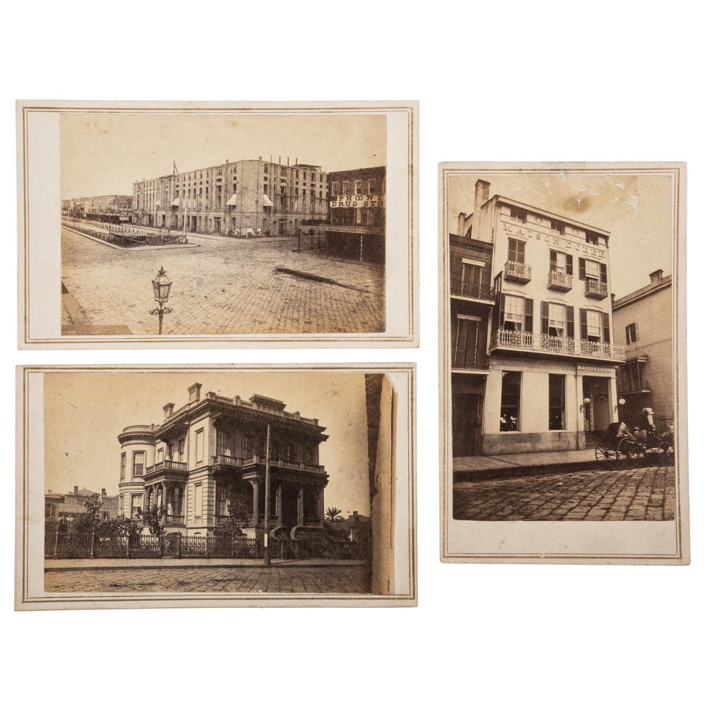 CDVs of New Orleans, Incl. General Benjamin Butler's: CDVs of New Orleans, Incl. General Benjamin Butler's Headquarters after Capture of the City Lot of 5 CDVs providing outdoor views of various New Orleans landmarks. Includes shot of General Benjamin F.