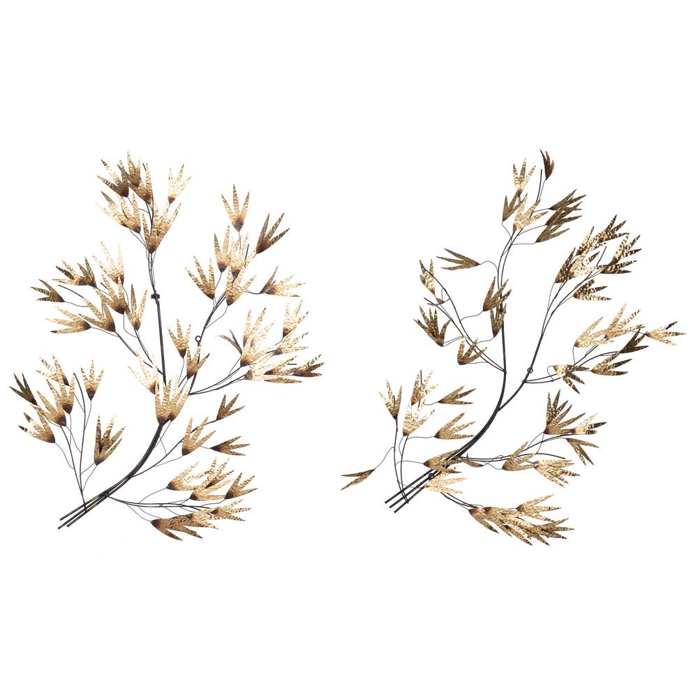 Curtis Jere (American, 1910-2008): Curtis Jere (American, 1910-2008) Willow Leaves, 1995 pair of mixed metal wall hangings each signed and dated 41 x 38 inches (each).