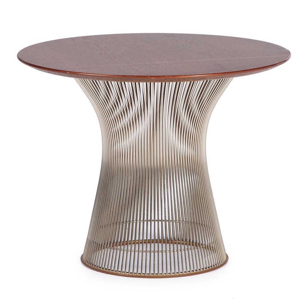 A Warren Platner for Knoll Occasional Table: A Warren Platner for Knoll Occasional Table American, Circa 1967 nickeled steel base with rosewood top Knoll Associates label on underside of top Height 19 x diameter 24 inches.