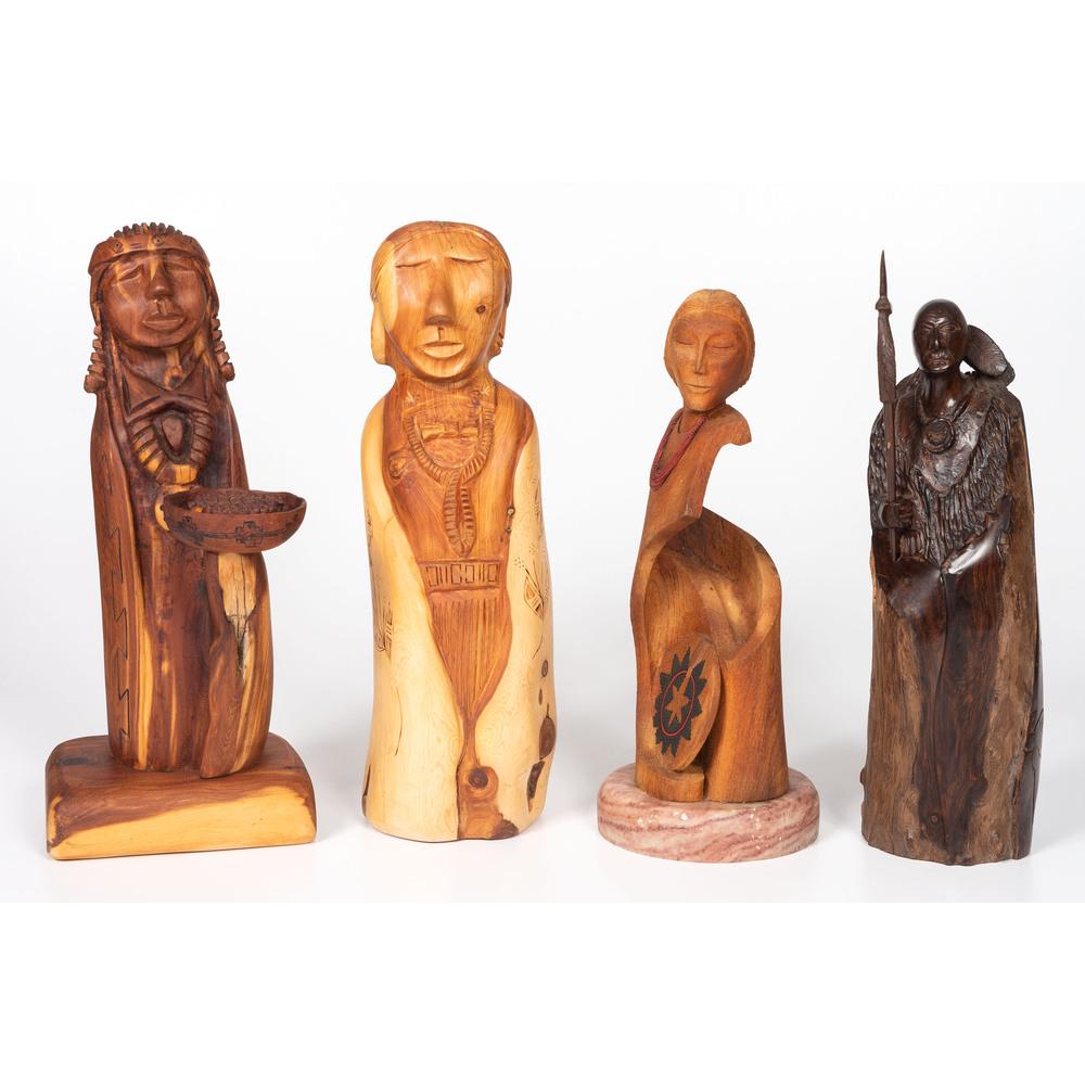 Harry Benally (Dine, 20th century) Wood Sculpture: Dine Lady titled, signed, and dated on base height 16.5 in. 2009