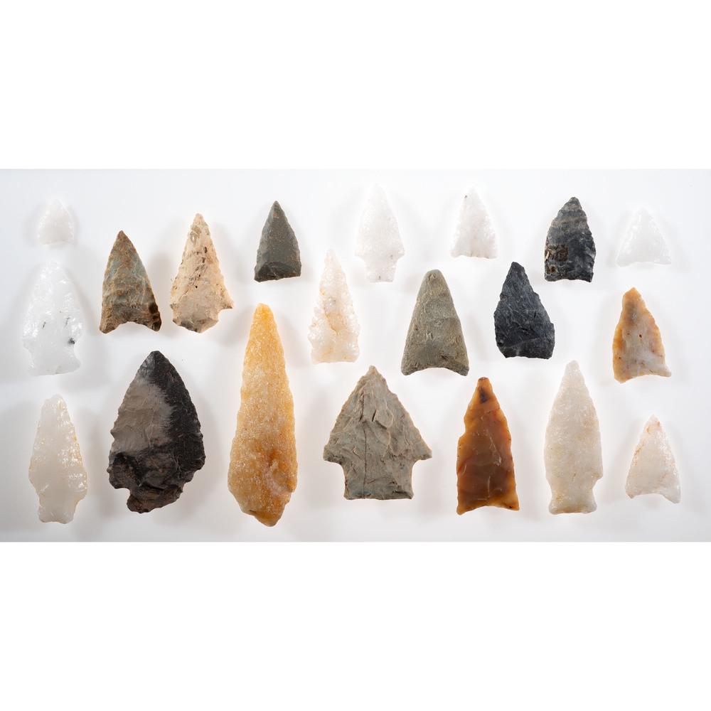 A Group of South Carolina Projectile Points, Longest: A Group of South Carolina Projectile Points, Longest 3-1/2 in. Late Paleo - Early Archaic, 8000-6000 B.C. South Carolina lot of 20, longest 3-1/2 in. Collection History Minnesota Historical Society Mu