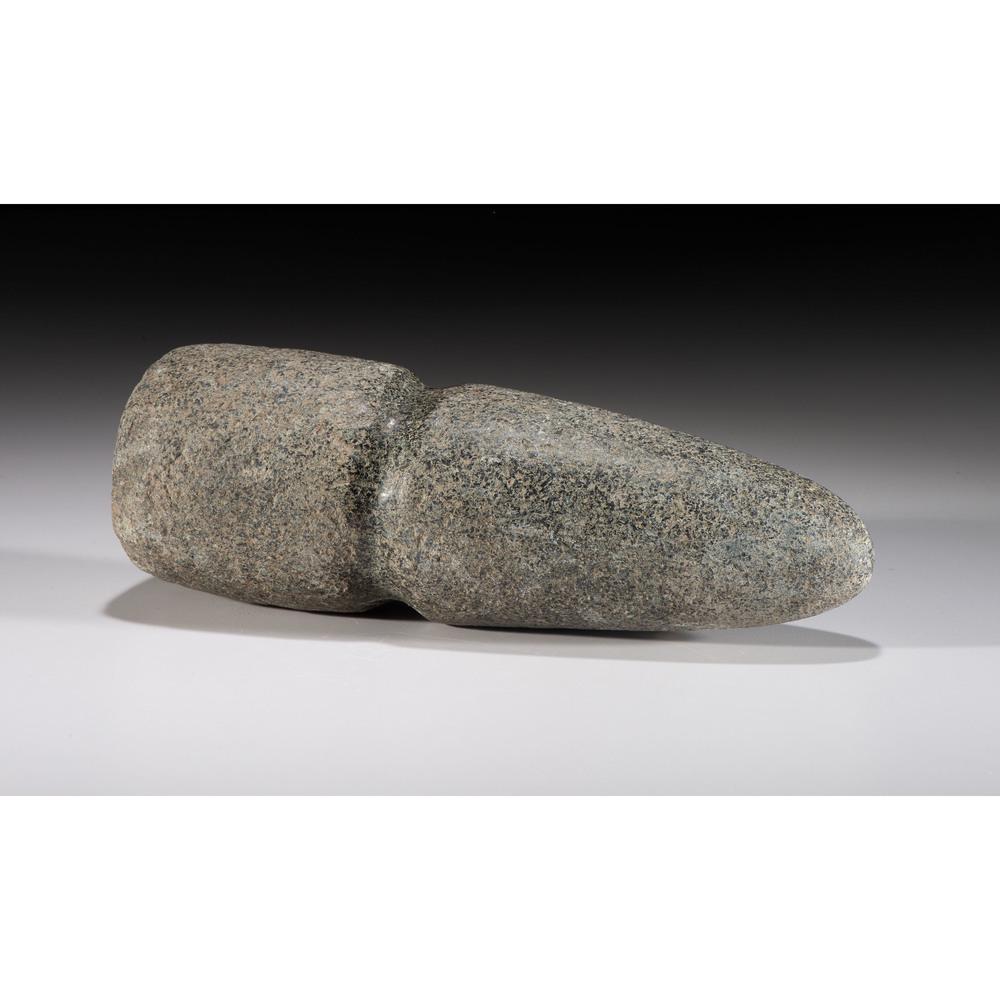 A Granite Maul, Length 9-1/4 in.: Late Prehistoric, A.D. 1000-1500 Nicolet County, Minnesota length 9-1/4 in. Collection History Minnesota Historical Society Museum, St. Paul, Minnesota; acquired on 9/22/1970 Karl G. Parchert, De