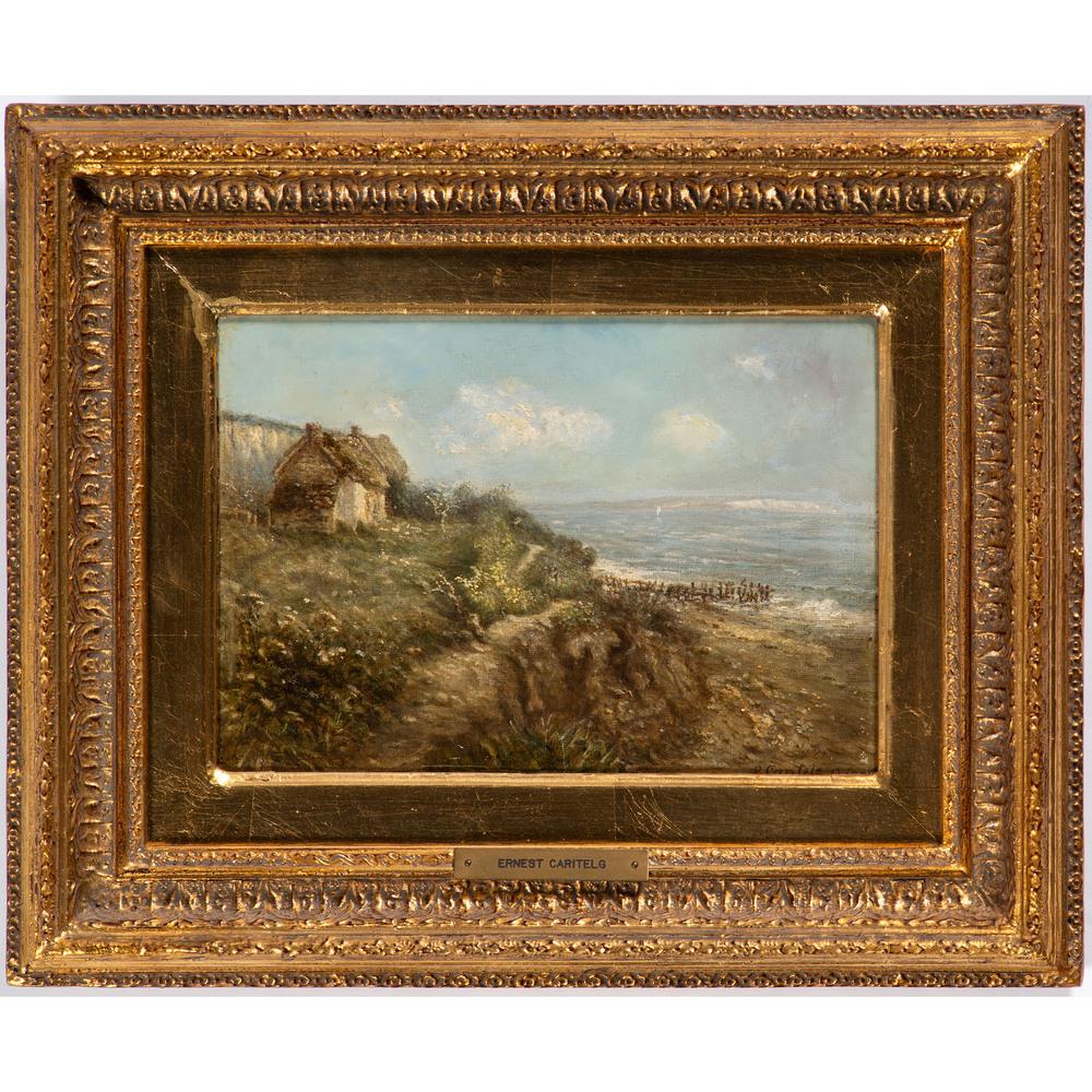 Ernest Caritelg (British, 19th Century): Ernest Caritelg (British, 19th Century) Coastal Scene, 1884 oil on canvas signed E. Caritelg and dated lower right sight: 6 1/2 x 9 1/4 inches.