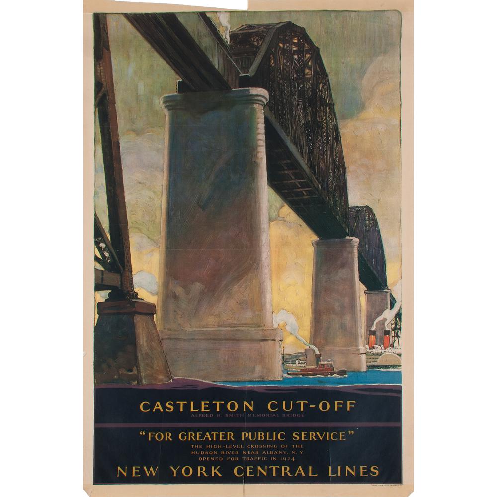 Herbert Morton Stoops (American, 1888-1948), Castleton: Herbert Morton Stoops (American, 1888-1948), Castleton Cut-Off "For Greater Public Service"... / New York Central Lines circa 1925 printed Latham Litho & Ptg. Co., Long Island City, N.Y. 41 x 27 inc