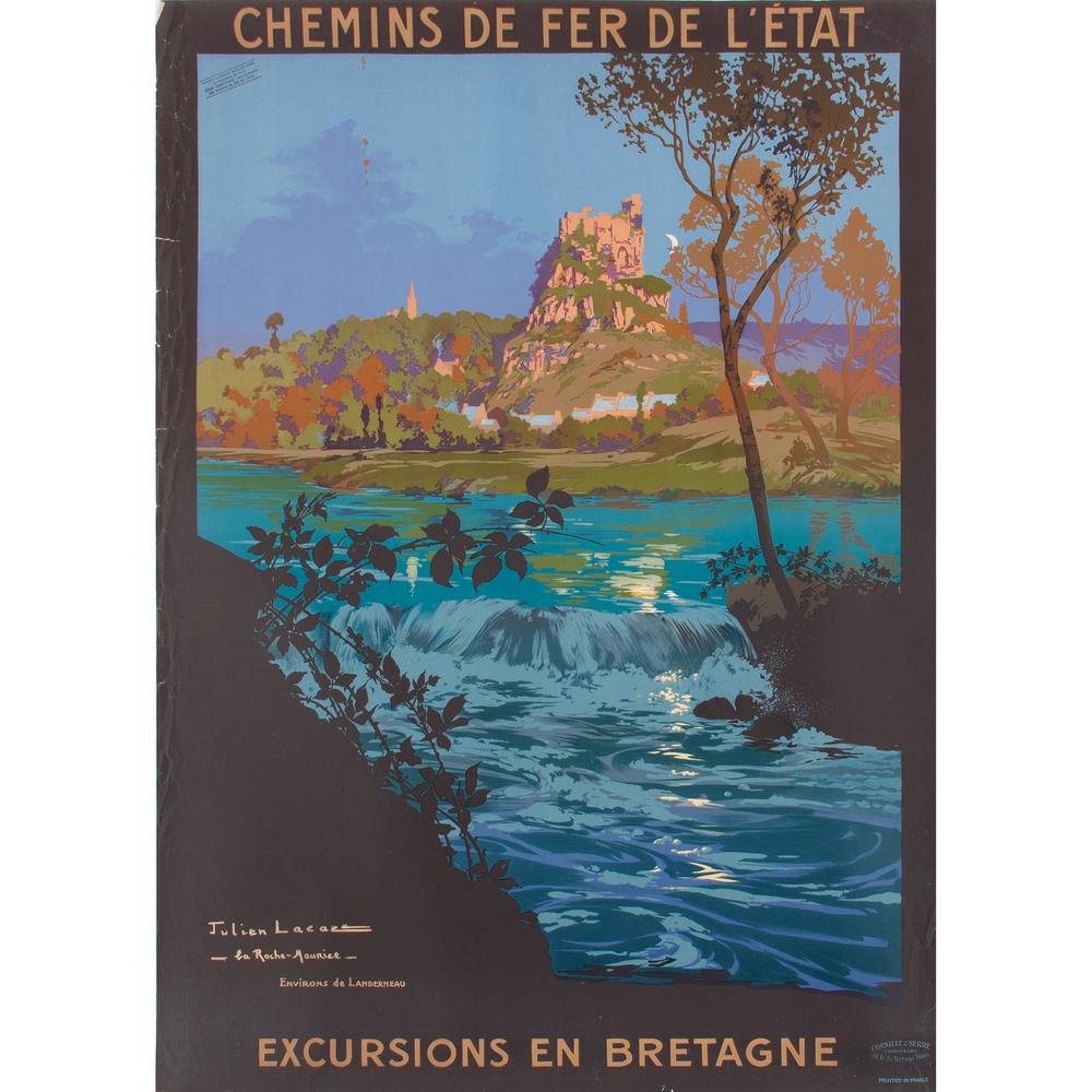 Julien Lacaze (French, 1886-1971), Excursions en: Julien Lacaze (French, 1886-1971), Excursions en Bretagne Chemins de Fer de l'État early 20th century artist's name printed in image; printed Cornille & Serre Imprimeurs, Paris 41 1/2 x 29 3/4 inche