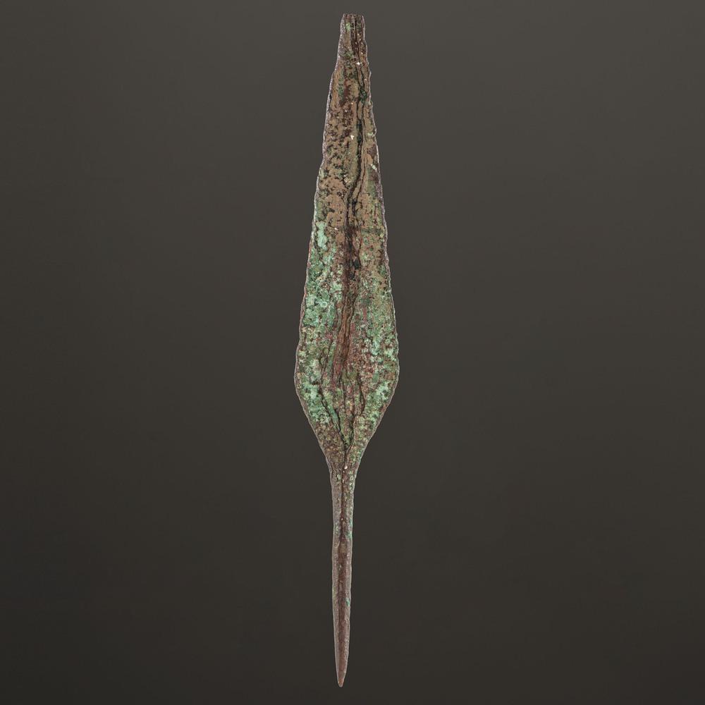An Old Copper Culture Rat Tail Spear Point, 8-1/2 in.: An Old Copper Culture Rat Tail Spear Point, 8-1/2 in. Old Copper Culture, 7000-3000 B.C. Wisconsin length 8-1/2 in. Collection History Minnesota Historical Society Museum, purchased on 9/22/1970 Kar