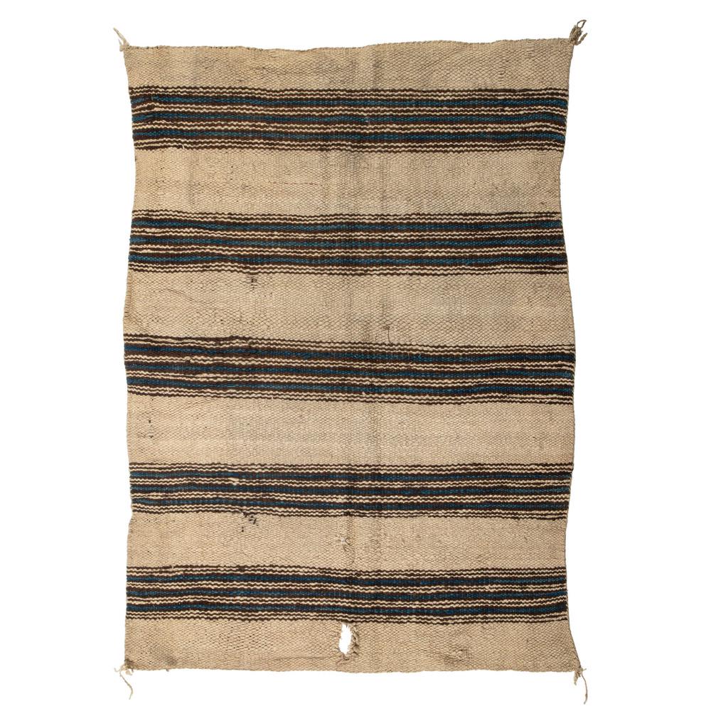 Zuni Banded Blanket / Weaving, From an Estate in: Zuni Banded Blanket / Weaving, From an Estate in Sinking Springs, Ohio thickly-woven hand-spun wool woven into banded design; 62.5 x 44.5 in. late 19th century Provenance: From an Estate in Sinking 