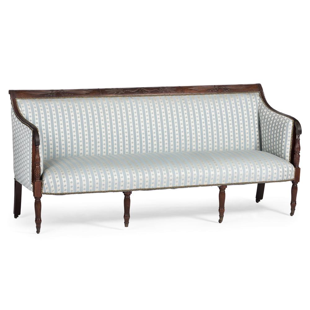 A New York Classical Carved Mahogany Sofa: Circa 1815 in the manner of Duncan Phyfe. Width 78 inches.