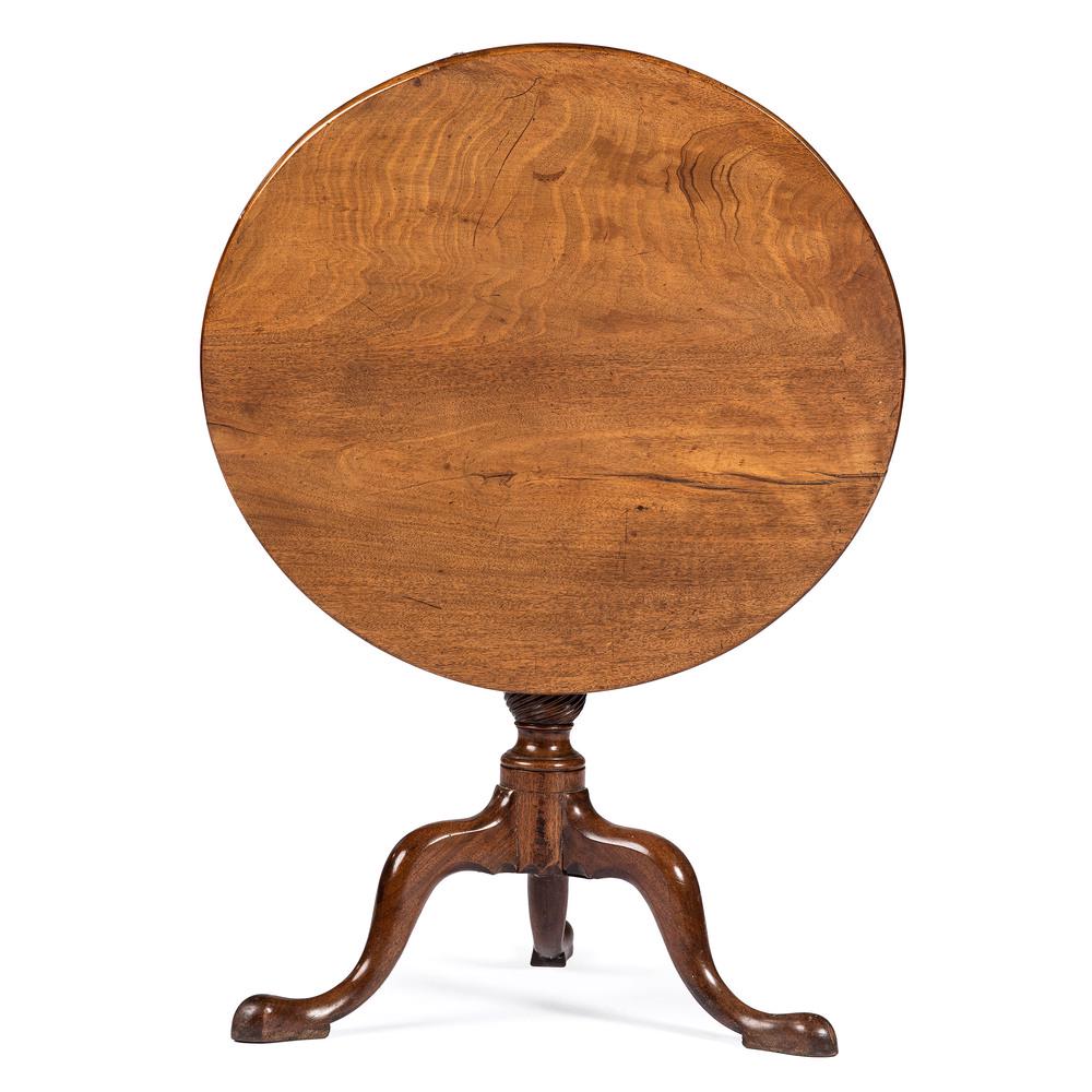 A Pennsylvania Chippendale Walnut Tilt Top Table: 18th Century Height 27 x width 30 x depth 31 inches.