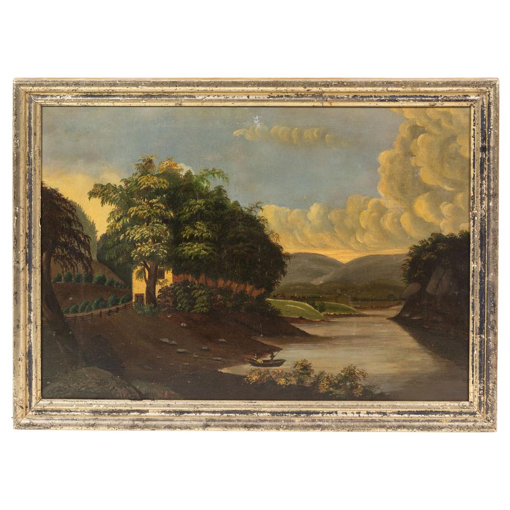 A Hudson River School Landscape: 19th Century. Oil on canvas 17 x 24 1/2 inches. Provenance: Ex-Collection of Robert Bishop, Director of the Museum of American Folk Art, New YorkSotheby's, New York, Lot S172