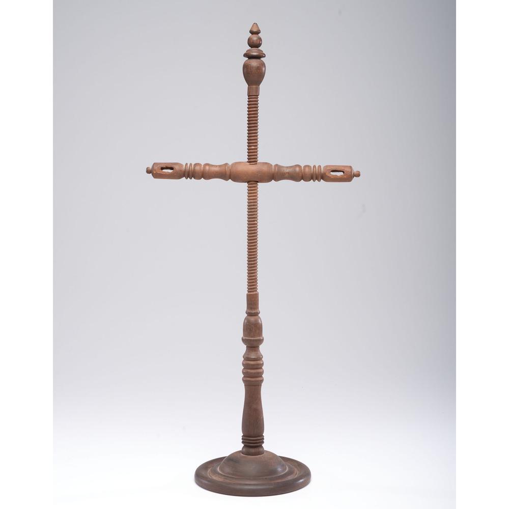 An Adjustable Turned Wood Candlestand: American, 19th Century with a turned and threaded standard on a stepped circular base. Height 26 1/2 inches. Provenance: Property from the Collection of Judith & Gary Gay, Morrow, Ohio
