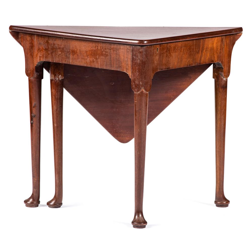 An English Queen Anne Style Mahogany Envelope Table: Early 20th Century Height 28 x width 36 x depth 18 inches. Provenance: From the Collection of Isabel McHenry Clay, The Larches, Paris Kentucky