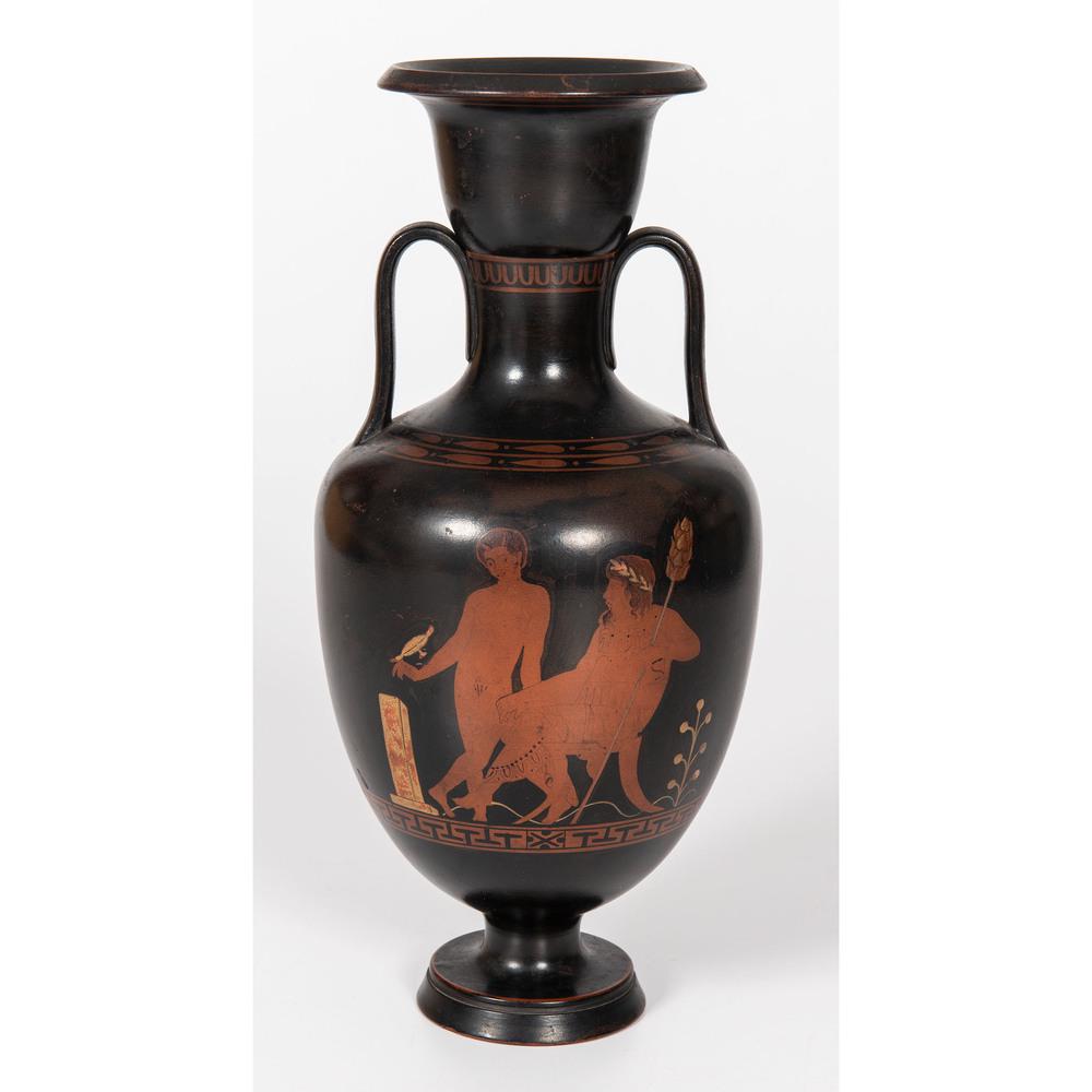 A Grand Tour Red Figure Amphora Vase: 19th Century Height 12 1/2 inches. Provenance: From the Collection of Isabel McHenry Clay, The Larches, Paris Kentucky