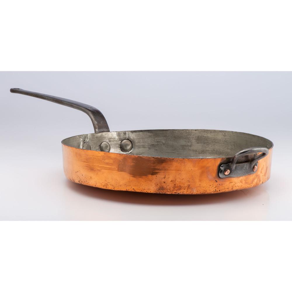 A New York Copper Saute Pan: 19th Century signed L. Barth & Son. 30-32 Cooper Sq. New York. Diameter 20 x height 3 inches. Provenance: Property from the Collection of Darryl Lippman