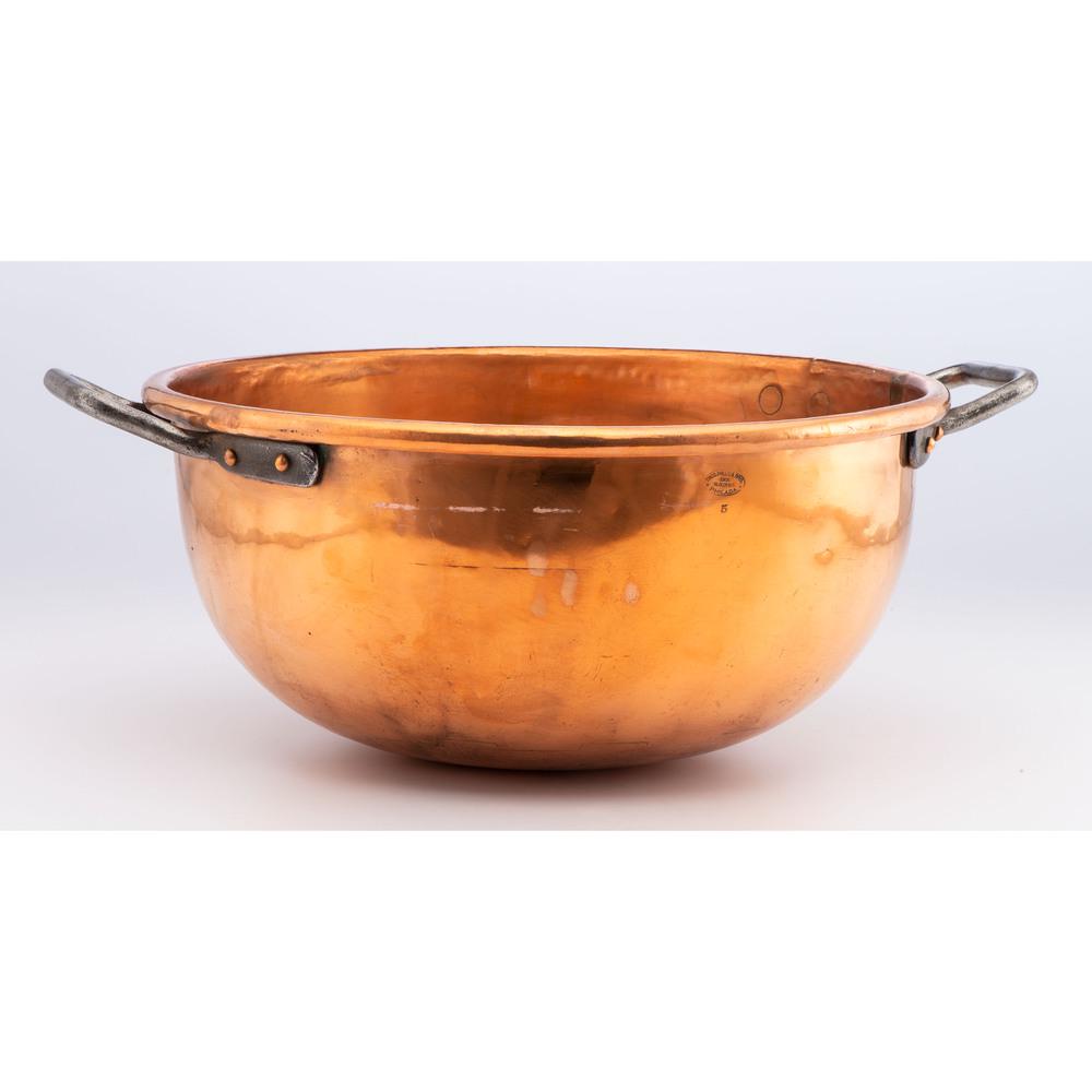 A Philadelphia Copper Candy Kettle: Late 19th Century signed Thos. Mills & Bro. 1301 N. 8th St. Philadelphia. Height 9 3/4 x diameter 21 inches. Provenance: Property from the Collection of Darryl Lippman