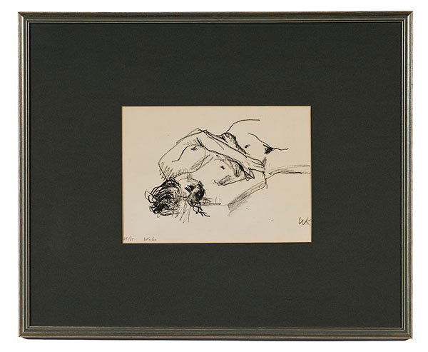Wolf Kahn (American/New York, b. 1927),: Wolf Kahn (American/New York, b. 1927), Nude, Sleeping lithograph on paper signed in pencil u.l. numbered 24/85, l.l. initialed as part of plate Vincent Price Collection label on verso 11" x 8"