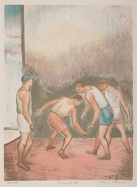 Hyman J. Warsager (American, 1909-1974),: Hyman J. Warsager (American, 1909-1974), Handball lithograph on paper signed l.r. labeled Federal Art Project NYC WPA l.l. 15" x 10.75"