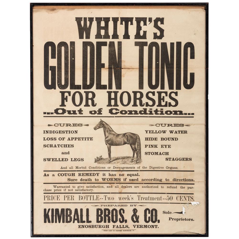A Syracuse Plows Heavy Card Stock Sign and A White's: 20th Century Poster 23 1/2 x 18 inches. Sign 25 x 5 7/8 inches.
