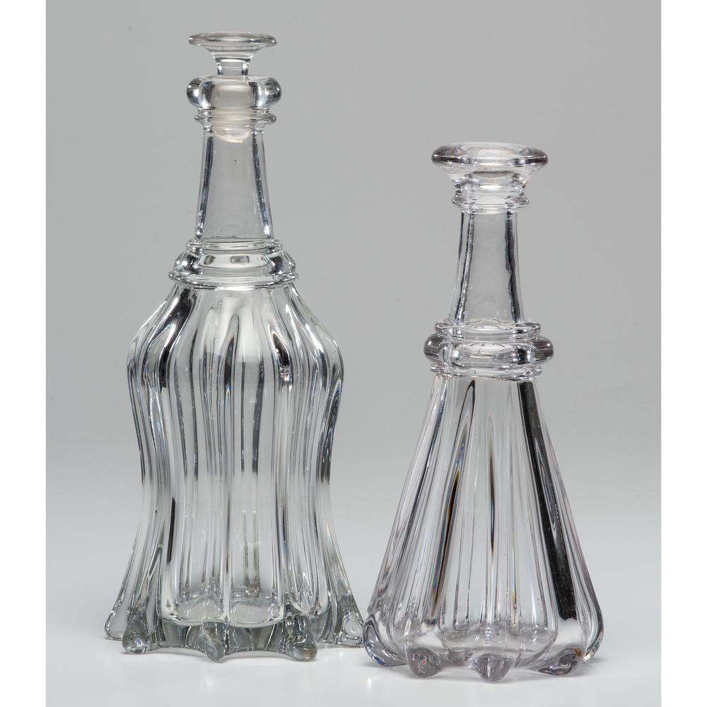 Two Pittsburgh Glass Pillar Molded Decanters
