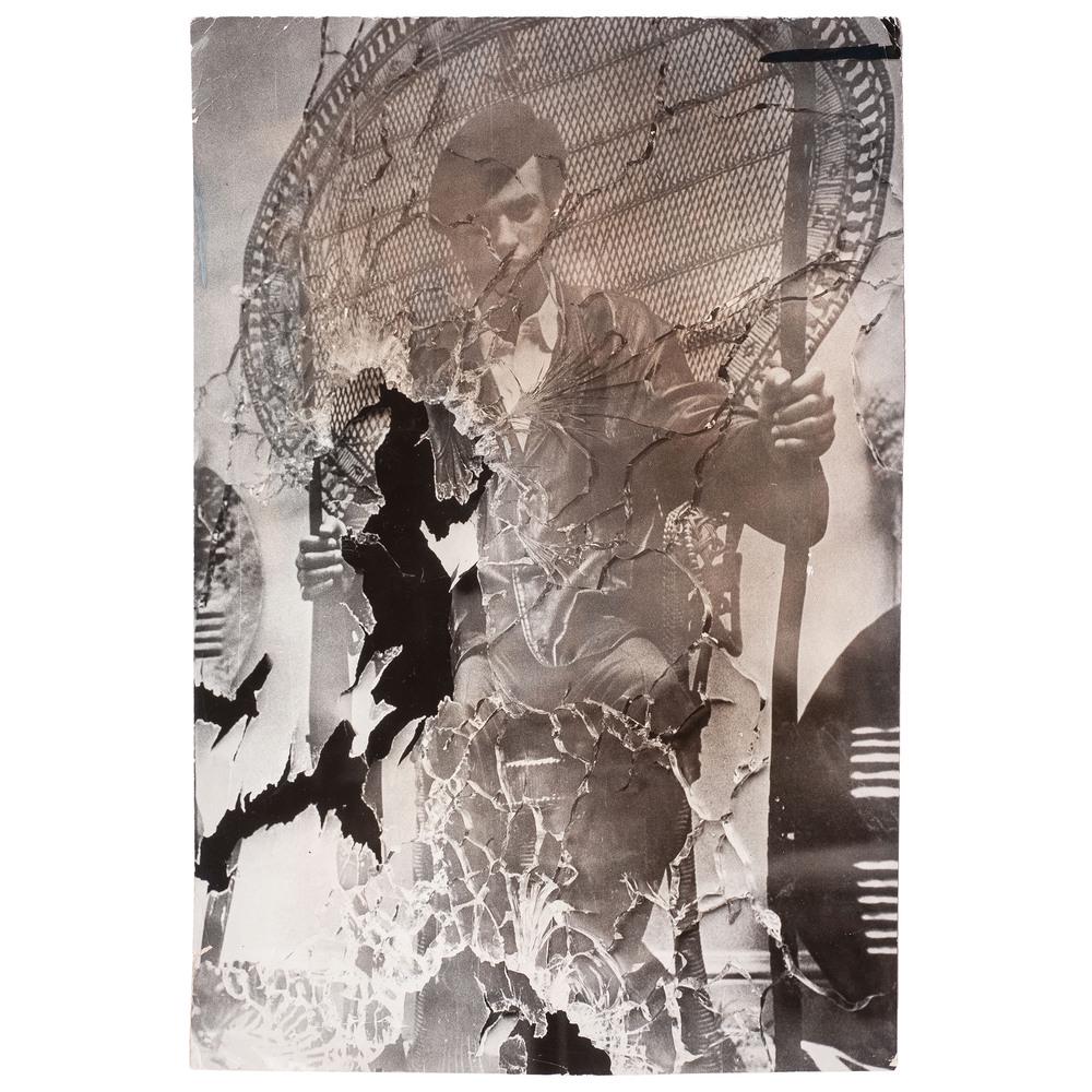 Panther Headquarters Window Smashed, Press Photograph,: Press photograph, 8.5 x 12.5 in. (214 x 319 mm), featuring the smashed window of the Black Panther Party National Headquarters in Oakland, California. Uncredited, n.p., n.d., circa 1968. Verso with ad
