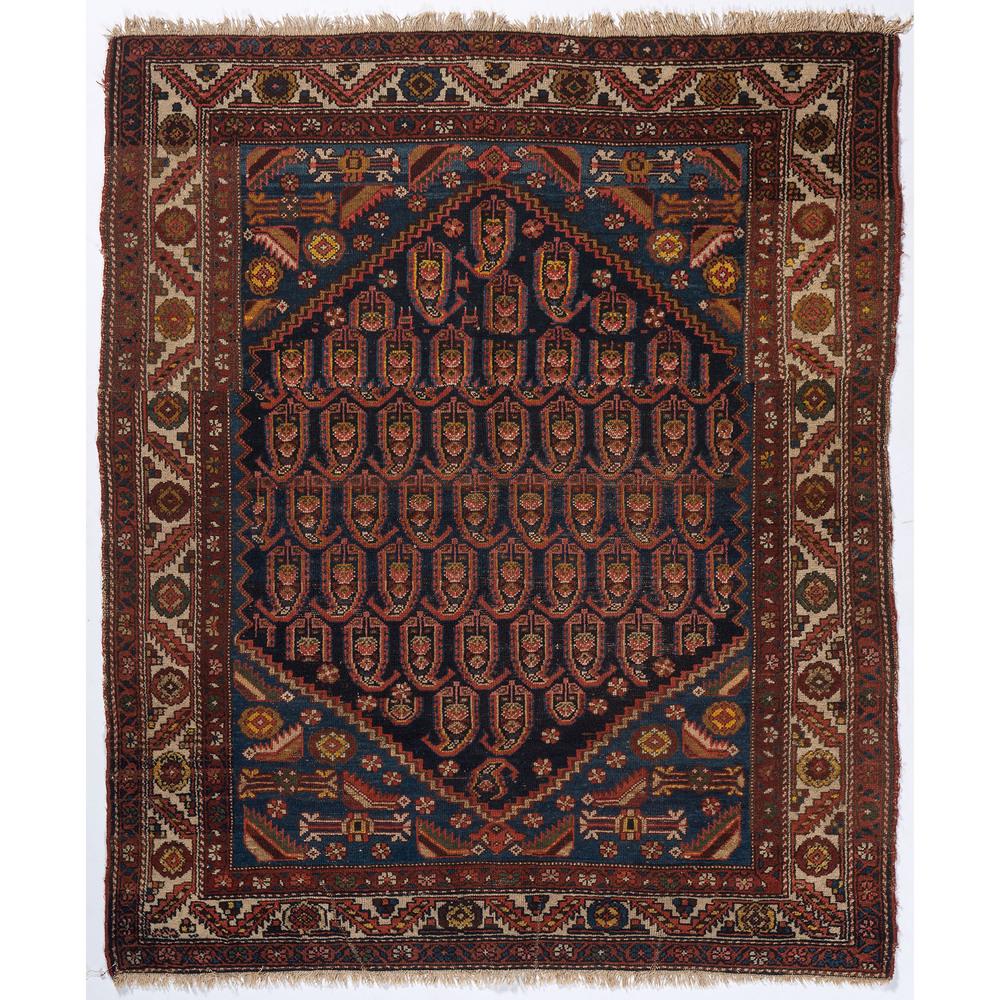 Three Area Rugs, Persian and Chinese: 20th Century Together with one rug fragment. Largest 5 feet 8 inches x 4 feet 1 1/4 inches.