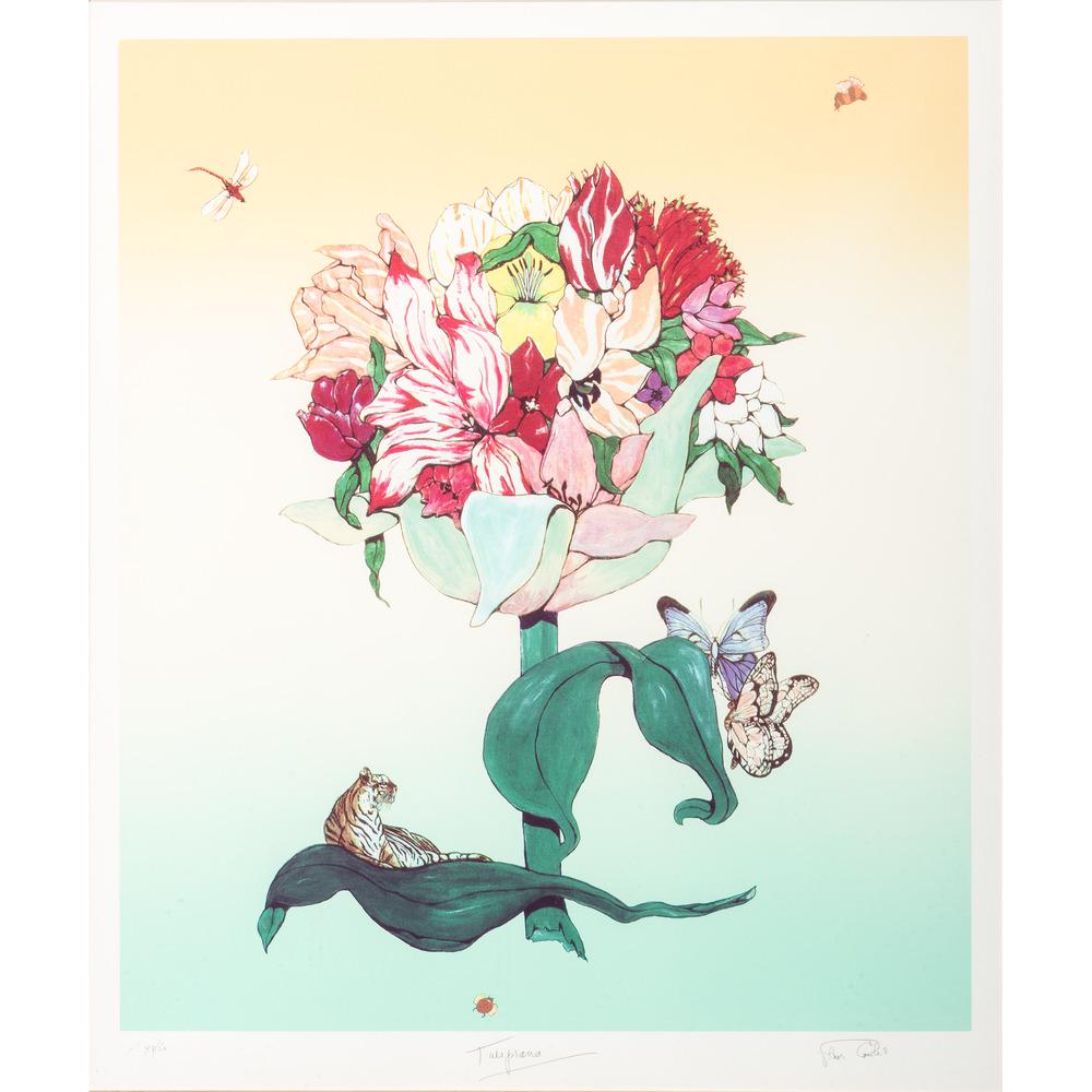 Fleur Cowles (American, 1908-2009): Tulipiana photolithograph signed, dated and numbered 44/50 in pencil in bottom margin image: 27 3/4 x 23 3/4 inches.