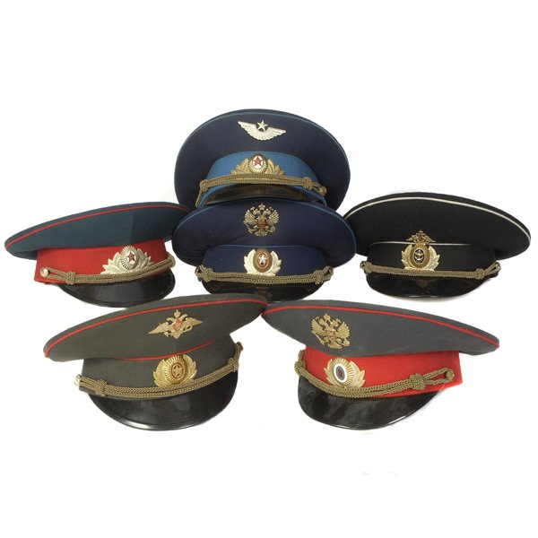 Lot of Six Russian Hats, : Lot of Six Russian Hats, mixed lot of Cold War era Russian hats.