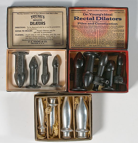 Lot of Rectal Dilators, : Lot of Rectal Dilators, lot of three sets in original boxes. Includes a set of Dr. Young's Ideal Rectal Dilators which includes 5 bakelite dilators of different sizes. PLUS a set of Young's Improved