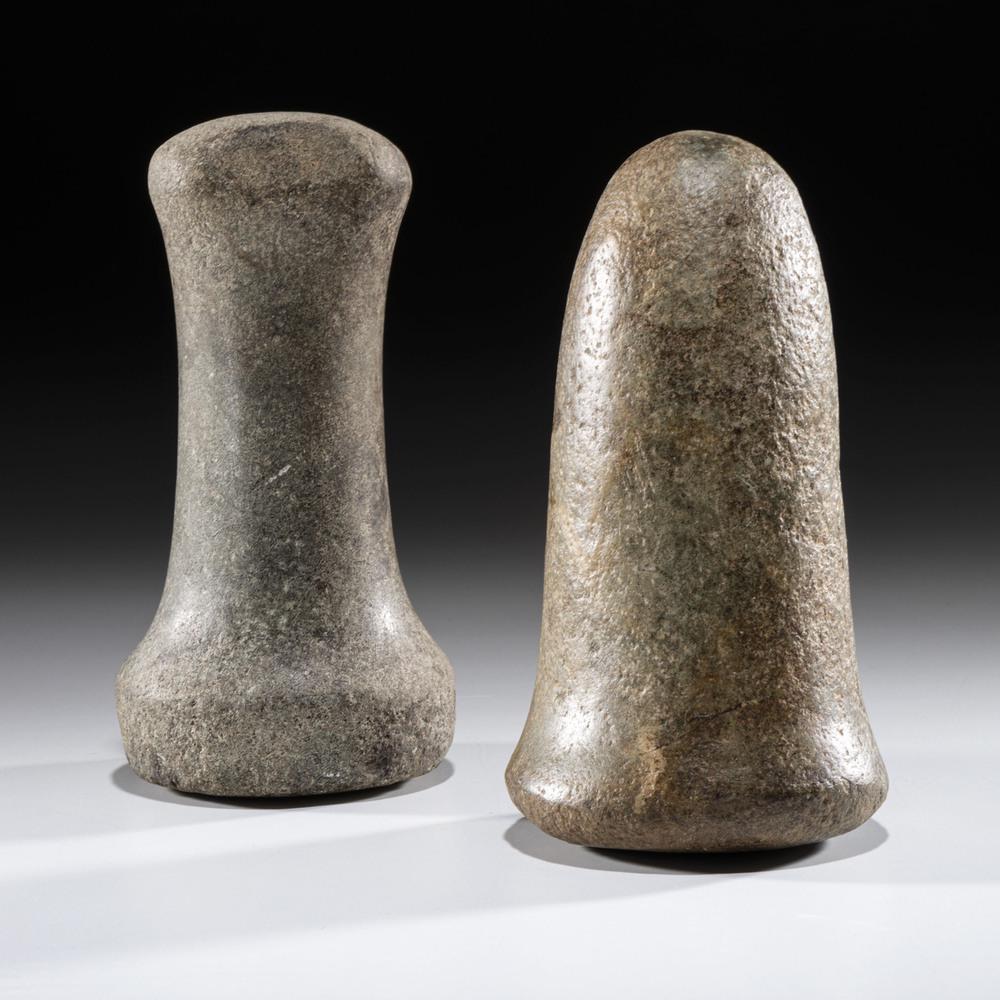A Pair of Pestles, Largest 6 in.: Archaic - Woodland Period, 8000 B.C. - A.D. 1200 lot of 2, largest 6 in.
