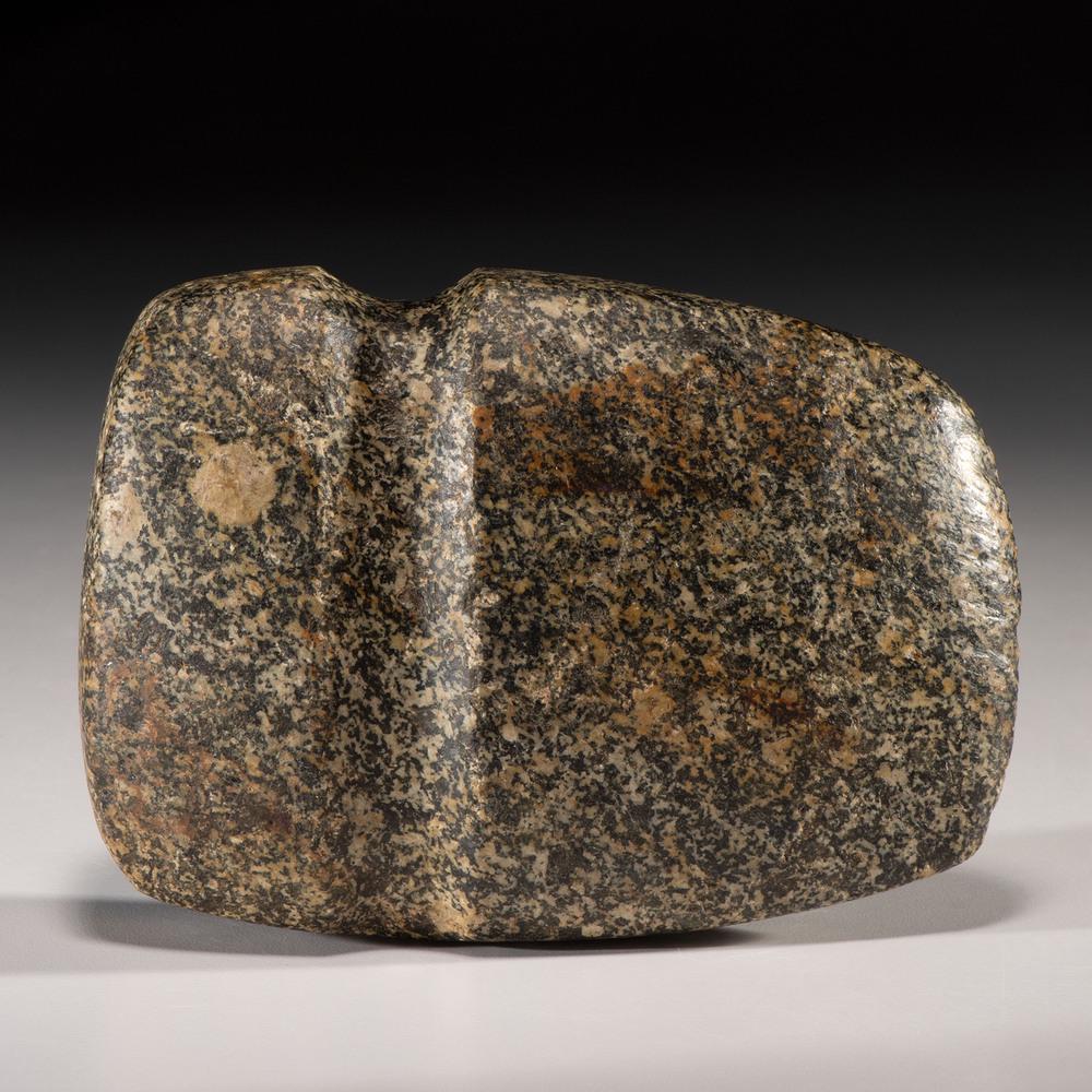 A Granite 3/4 Groove Axe, 5 in.: Late Archaic Period, 4000-1000 B.C. Middle River, Madison County, Iowa length 5 in. Collection History: Found by Fred Dempsy. Published:Gerber, Art, The Art Gerber Story, 2007, pg. 365, fig. 0.305
