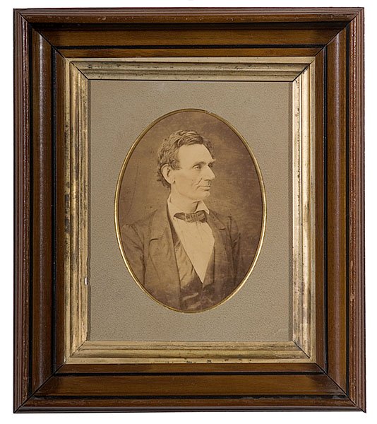 Abraham Lincoln Photograph Printed By Ayres From th: Abraham Lincoln Photograph Printed By Ayres From the Hesler Negative, an albumen portrait of Lincoln printed by George B. Ayres in 1881 directly from the original negative by Alexander Hesler, taken