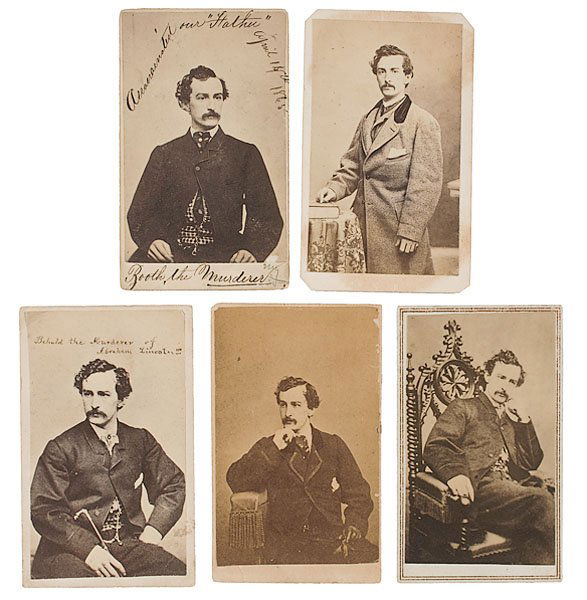 Abraham Lincoln & John Wilkes Booth CDV Album, : Abraham Lincoln & John Wilkes Booth CDV Album, containing 48 CDV photographs of Abraham Lincoln, some with his family and colleagues, and John Wilkes Booth; brown, stamped-leather album, 5" x 6". Th