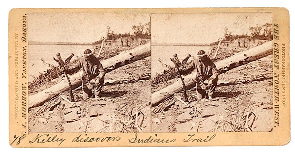 Luther Yellowstone Kelly Stereoview by Stanley Mor: Luther Yellowstone Kelly Stereoview by Stanley Morrow, a rare view of the famed army scout, Luther Yellowstone Kelly, from S.J. Morrow's series The Great North-West, titled in pen below the image 78