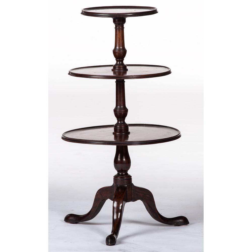 A George III Mahogany Three-Tier Dumbwaiter: English, Late 18th Century Height 40 x width 23 1/2 x depth 24 inches.