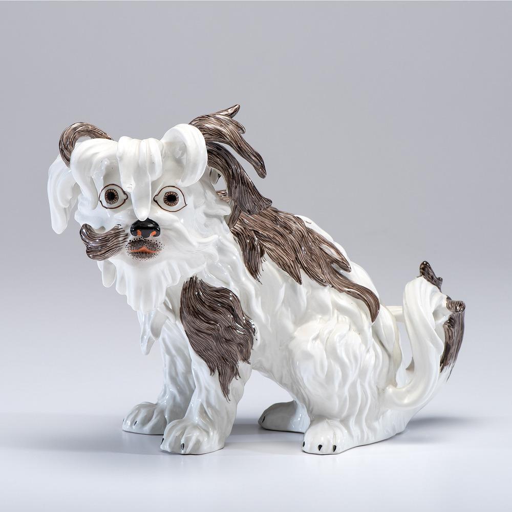 A Meissen-style Tiffany & Co. Porcelain Dog: Italian, 20th century marked Tiffany & Co / Italy to underside. Height 9/12 inches. Provenance: Property of Anne Romanoff Ilyinsky