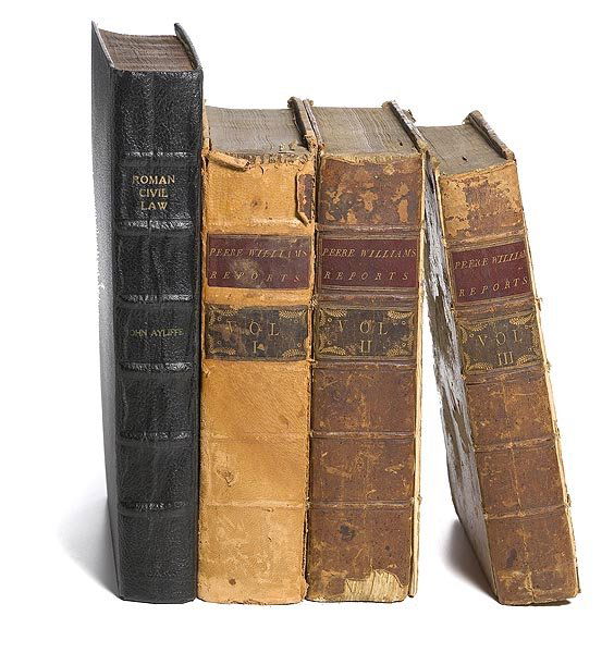 Ayliffe's A New Pandect of Roman Civil Law... and: Ayliffe's A New Pandect of Roman Civil Law... and Peter Williams Reports, four volumes, includes a three volume set entitled Reports of Cases Argued and Determined in the High Court of Chancery, and