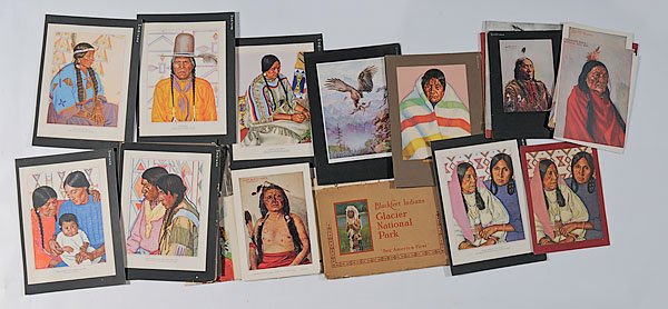 Large Group of Winold Reiss and Other Blackfoot Pr: Large Group of Winold Reiss and Other Blackfoot Prints, a fine group of published prints from original works, primarily from Winold Reiss, eminently frameable, all approximately 10" x 14".