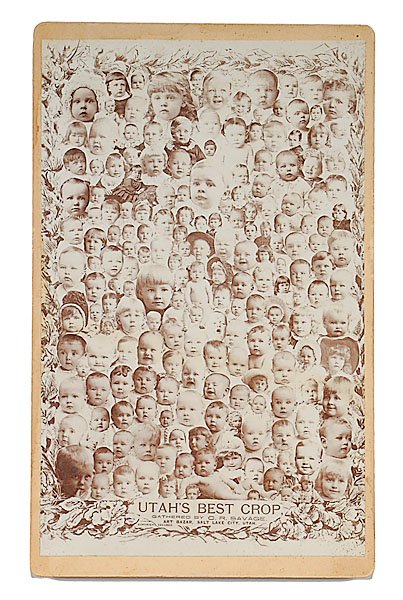 C. R. Savage Boudoir Photograph of Utah's Best Cro: C. R. Savage Boudoir Photograph of Utah's Best Crop, composite photograph of infants and young children, a satirical poke by Savage at his Mormon neighbors, with Savage imprint along lower margin.