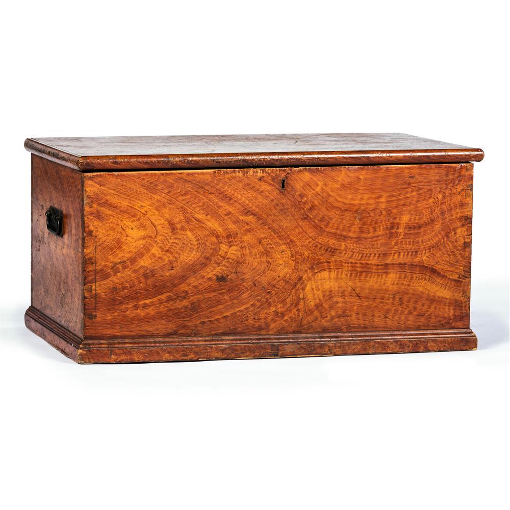 A Federal Iron-Mounted Grain-Painted Pine Blanket: A Federal Iron-Mounted Grain-Painted Pine Blanket Chest, Mid-Atlantic States, Circa 1830 appears to retain its original hinges and till. Height 18 1/2 x width 37 1/2 x depth 20 3/4 inches. Property fr