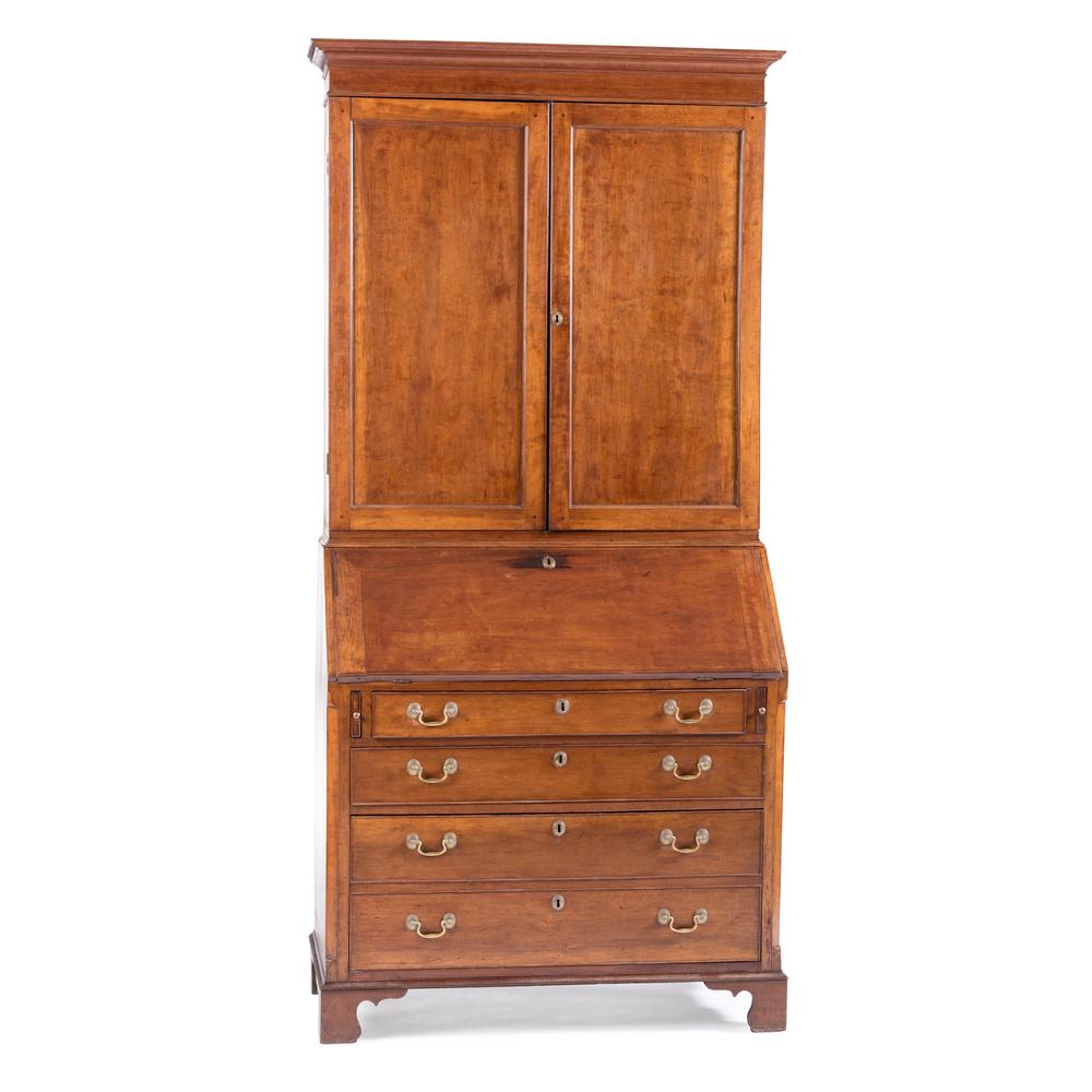 A Chippendale Cherrywood Slant-Front Desk and Bookcase,: A Chippendale Cherrywood Slant-Front Desk and Bookcase, Possibly Virginia, Circa 1810 incised 1786 on the back of the superstructure, hardware is associated. Height 88 x width 41 x depth 21 1/4 in