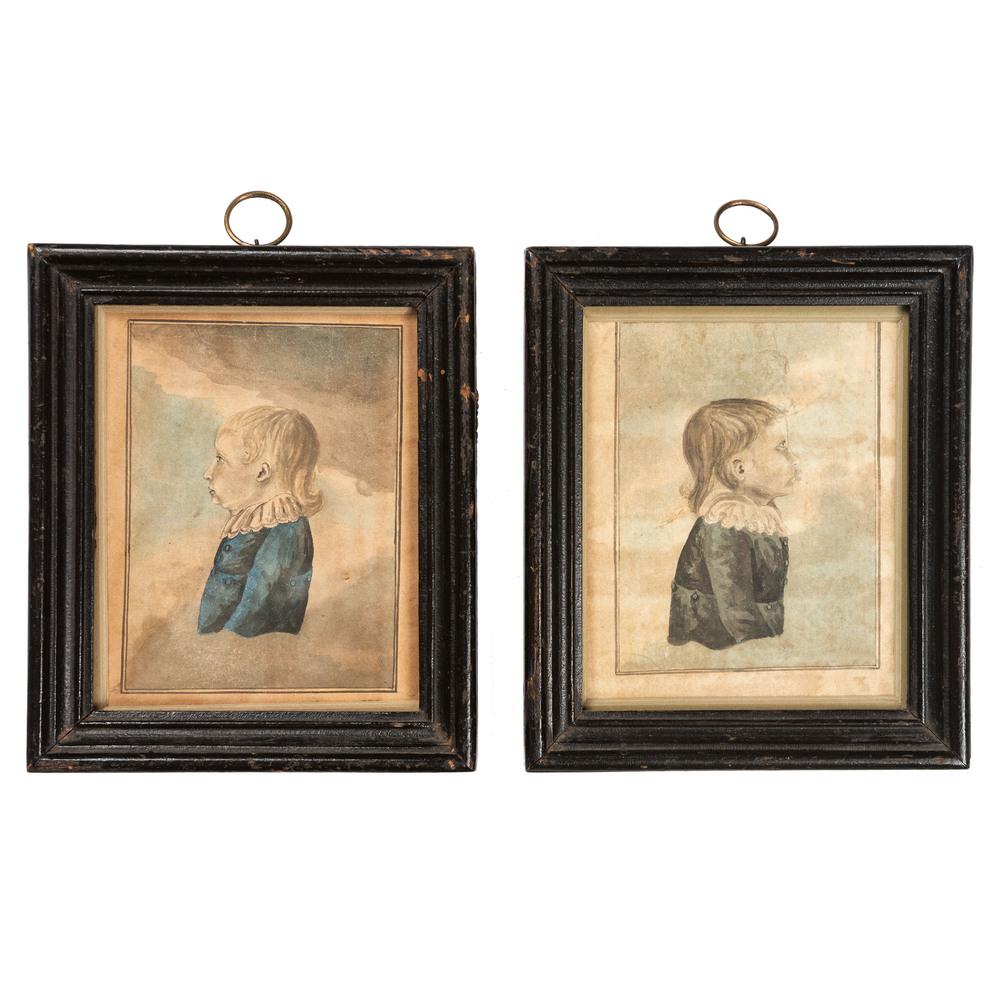 A Pair of New Jersey Portraits, Attributed to Jacob: A Pair of New Jersey Portraits, Attributed to Jacob Maentel (American, 1763-1863) Portraits of Bernardus Garritson Hageman and Benjamin Bernardus Hageman, 1814 and 1820 respectively each watercolor, p