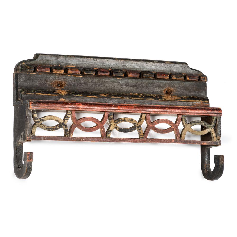 A Scandinavian Carved and Paint Decorated Wooden...: A Scandinavian Carved and Paint Decorated Wooden Kitchen Rack 19th/Early 20th Century Height 13 1/2 x width 24 x depth 4 inches. Property of the late Karen Tosterud, Bellaire, Michigan We are pleased 