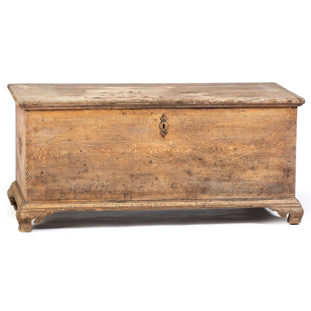 A Chippendale Grain Painted Pine Blanket Chest: A Chippendale Grain Painted Pine Blanket Chest 18th/19th Century Height 22 x width 50 x depth 22 1/2 inches.