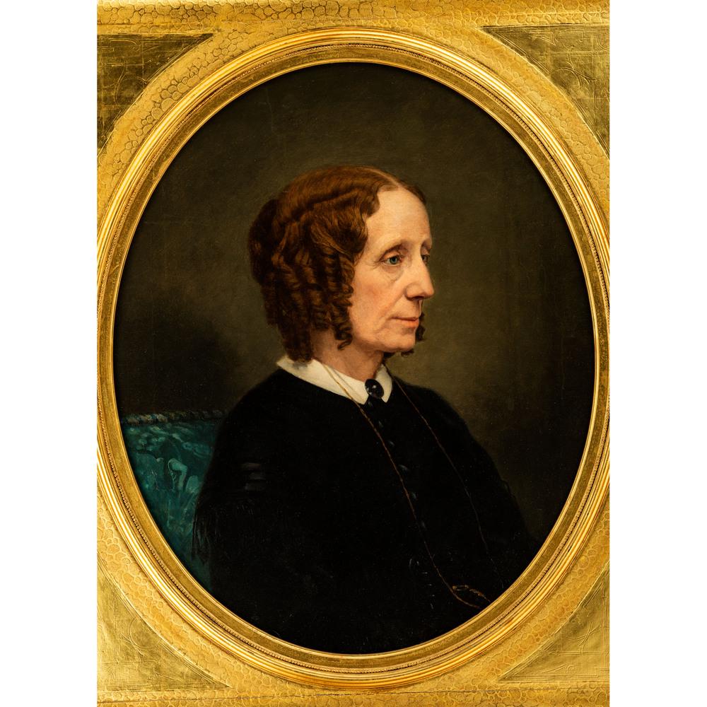 Thomas Hicks (American, 1823-1890): Thomas Hicks (American, 1823-1890) Susan Hicks Carle, daughter of American Folk Artist Edward Hicks circa 1850 oil on canvas 25 7/8 x 20 7/8 inches. Authenticated by the Hicks Museum A coach painter