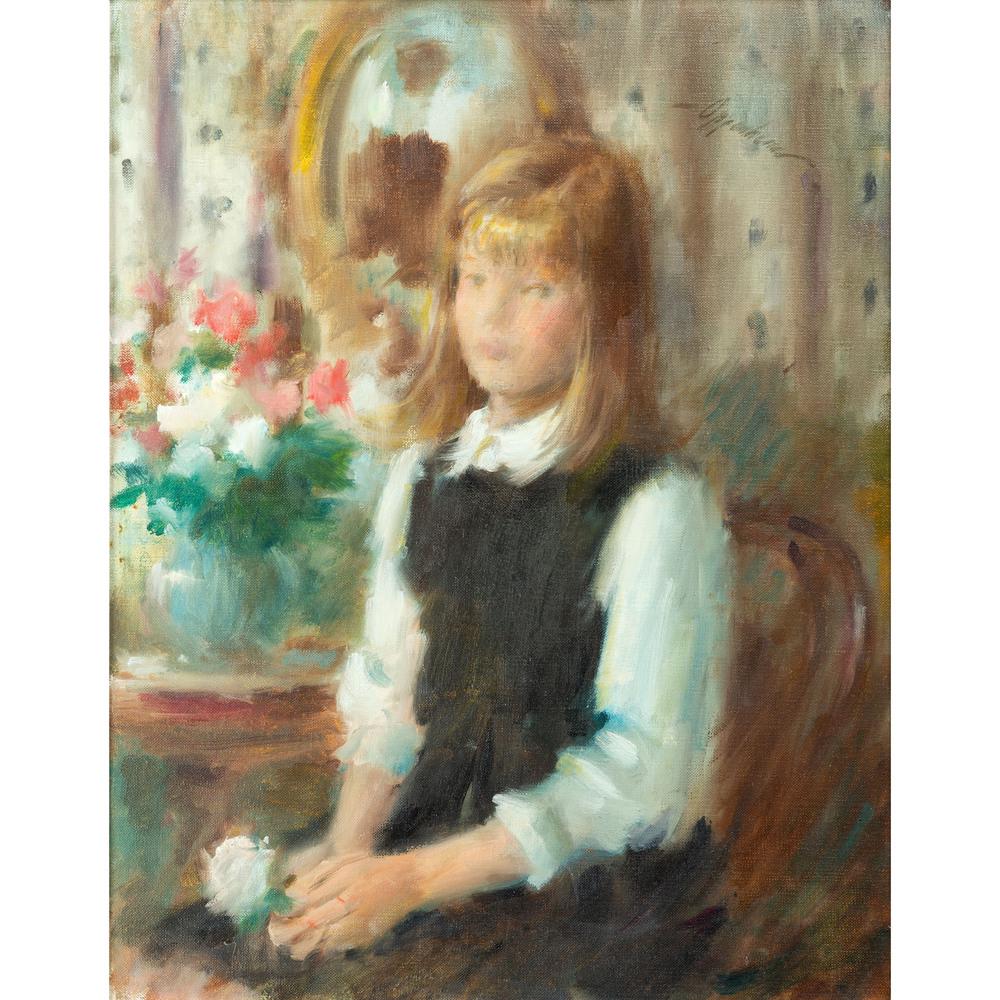 Samuel Edmund Oppenheim (American, 1901-1992): Samuel Edmund Oppenheim (American, 1901-1992) Twelfth Birthday oil on canvas 17 1/2 x 13 1/2 inches. Property from the Collection of Joseph H. and June S. Hennage, Williamsburg, Virginia, Sold to Bene