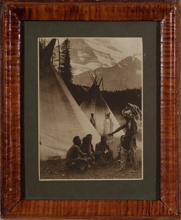 Roland Reed Platinum Photograph, The Council : Roland Reed Platinum Photograph, The Council, 5.5 x 7.5", matted and framed in a 11.5" x 9.5" faux tiger maple frame.