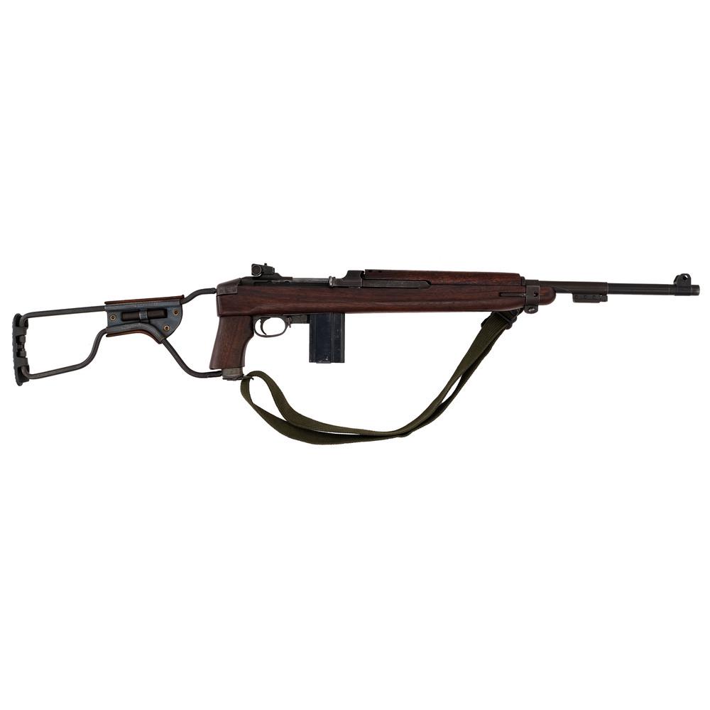 **Inland M1A1 Type II Paratrooper Carbine: .30 Carbine caliber, 18" barrel, S/N 5364055. Parkerized finish, second series low-wood paratrooper stock. Top of receiver marked INLAND DIV. over the serial number. Chamber marked U.S. CARBINE / C