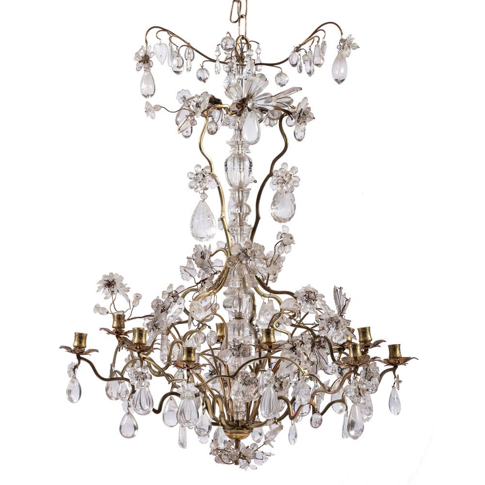 A Venetian Crystal and Brass Eight Arm Chandelier: Early 20th Century Height 40 x diameter 30 inches. Property from the Estate of Mr. Alfred Moore, Cincinnati, Ohio