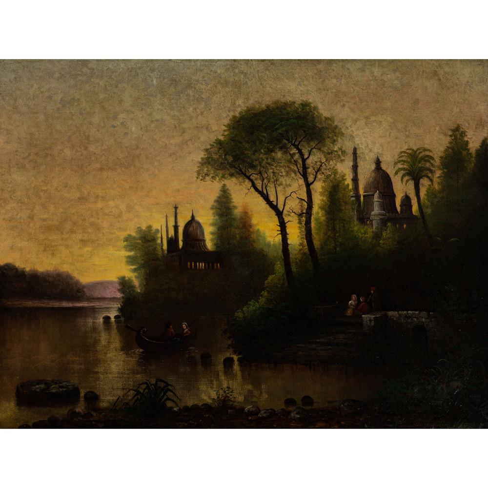 Harvey Joiner (American, 1852-1932): Untitled (Landscape), 1881 oil on canvas signed Harvey Joiner and dated (lower right) signed and dated on verso of canvas 38 1/8 x 50 1/4 inches. This is a very unusual painting by the artist, known f